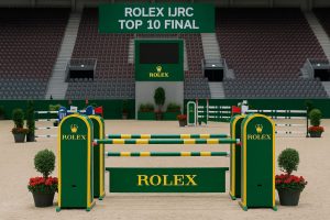 The Rolex IJRC Top 10 Final arena illuminated, capturing the intensity of the world’s top riders facing each other