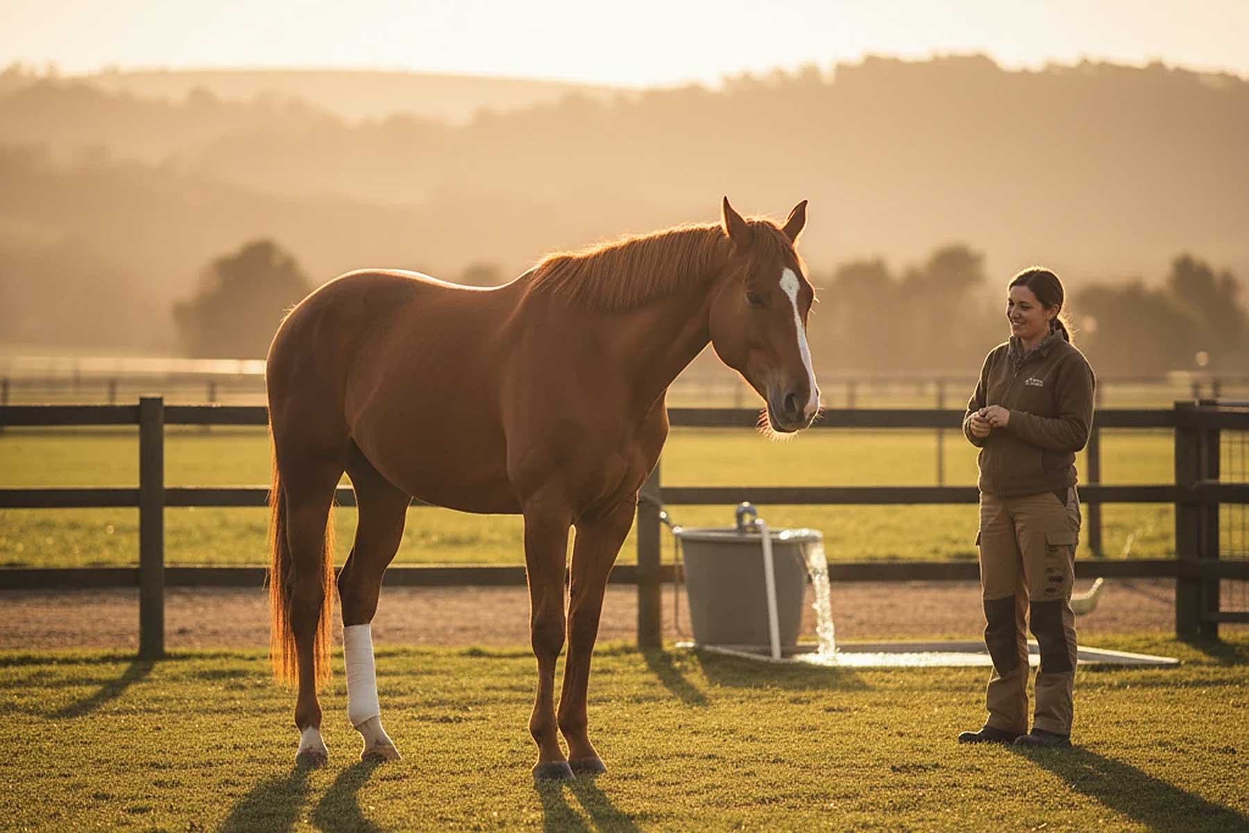 Horse resting peacefully after castration